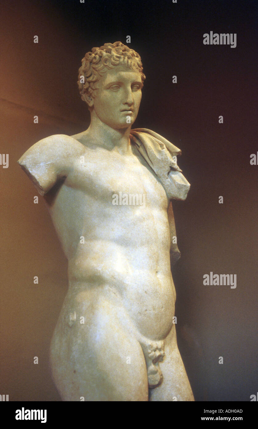Griechenlands Norden Kykladen Andros Statue des Hermes im archäologischen Museum in Andros-Stadt Stockfoto