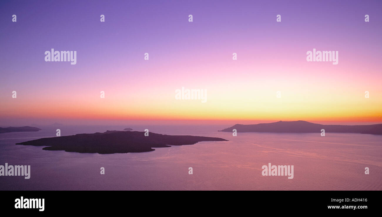 GRE Kykladen Santorini sunset Caldera Vulcano Insel Stockfoto