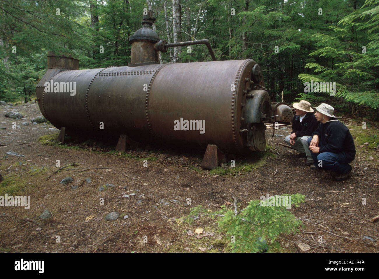 Wanderer anzeigen auf Chilkoot Trail Südost-Alaska Artefakt Stockfoto