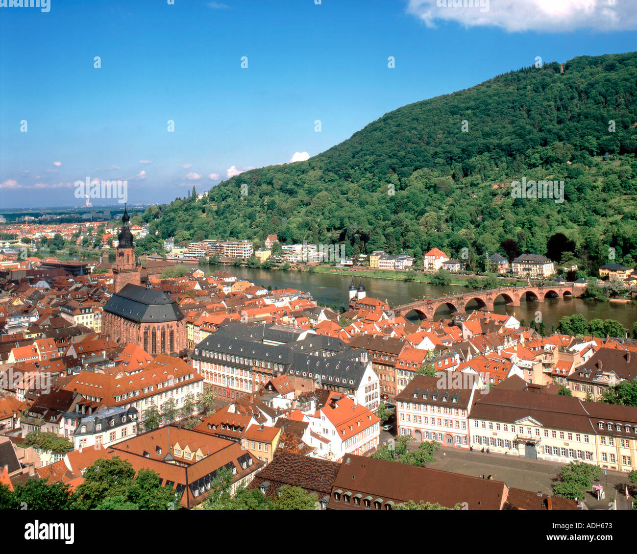 Deutschland Heidelberg alte Stadt Zentrum Fluss Neckar panorama Stockfoto