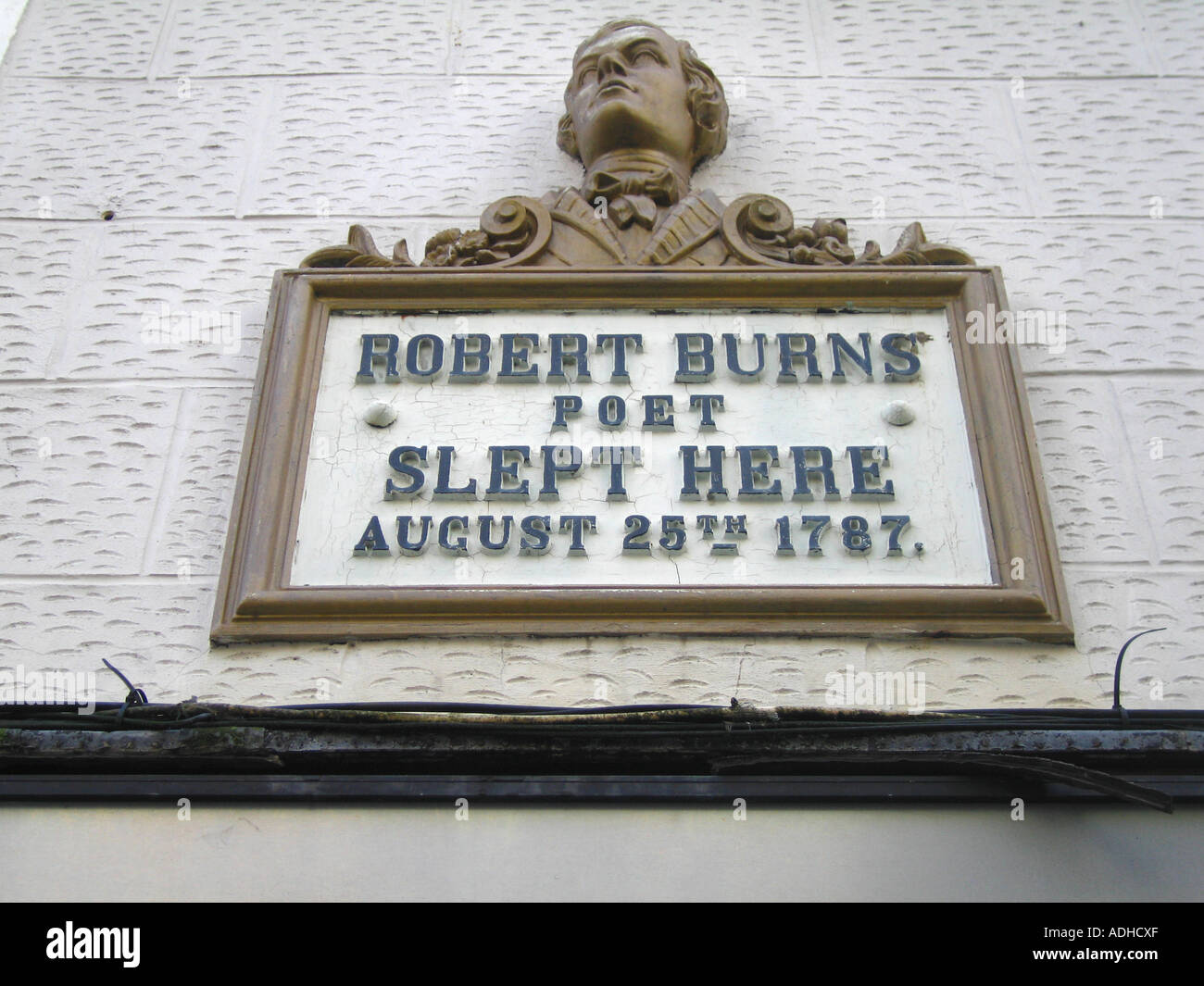 Gedenktafel in Bezug auf Robert Burns Stockfoto