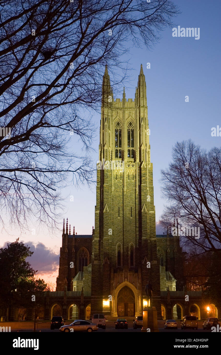 Duke Chapel von Nacht, Duke University, Durham, North Carolina Stockfoto