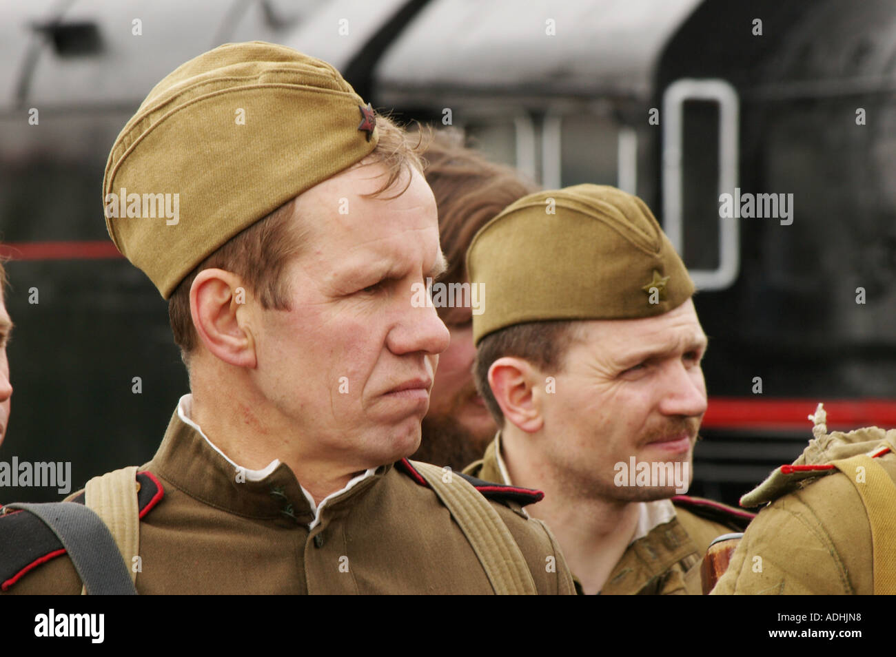 Re enactment in sowjetischer Uniform Stockfoto