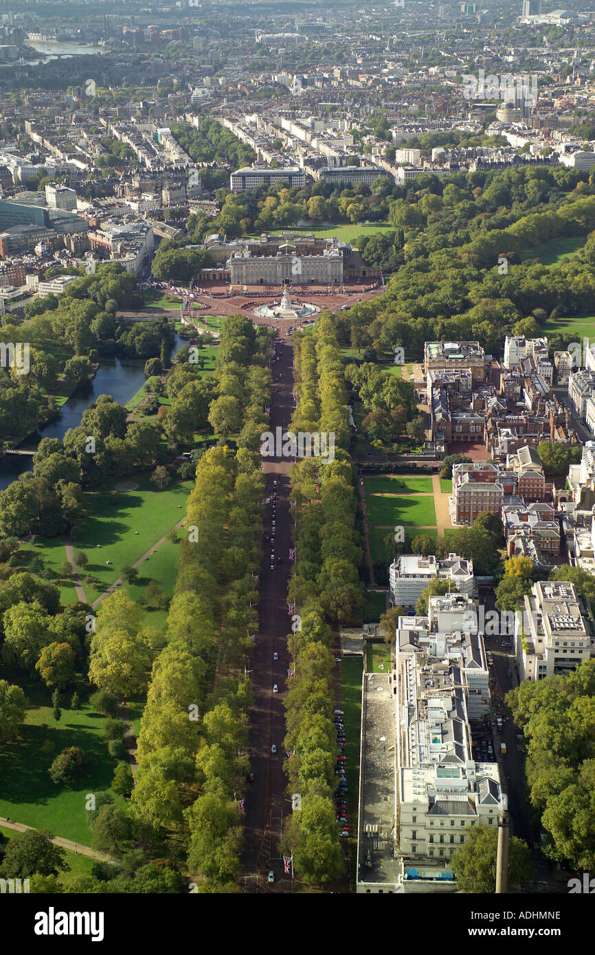 Luftbild von der Mall zu Buckingham Palast in London Stockfoto