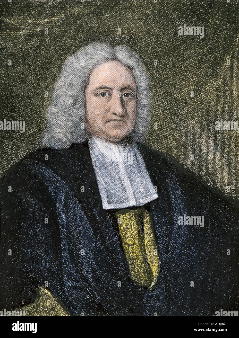 Sir Edmond Halley Englischer Astronom. Hand - farbige Holzschnitt Stockfoto