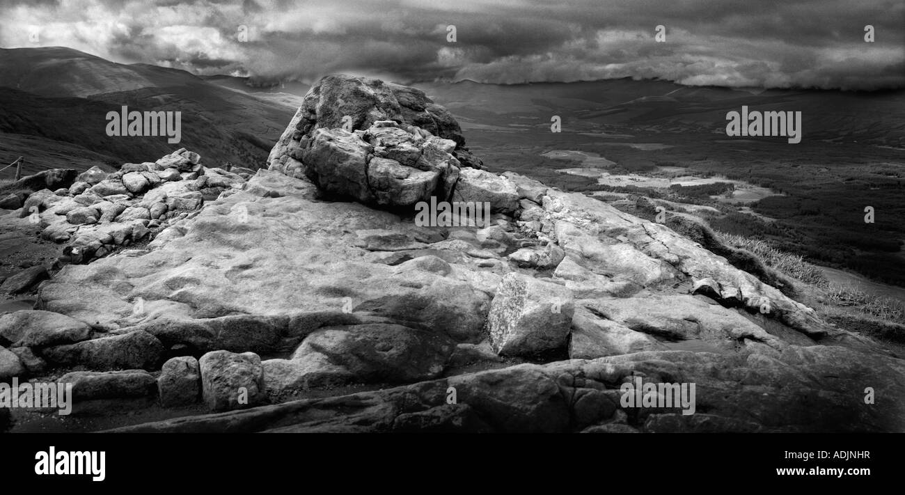 Szene aus Ben Nevis Berg in Schottland, schwarz und weiß. Stockfoto