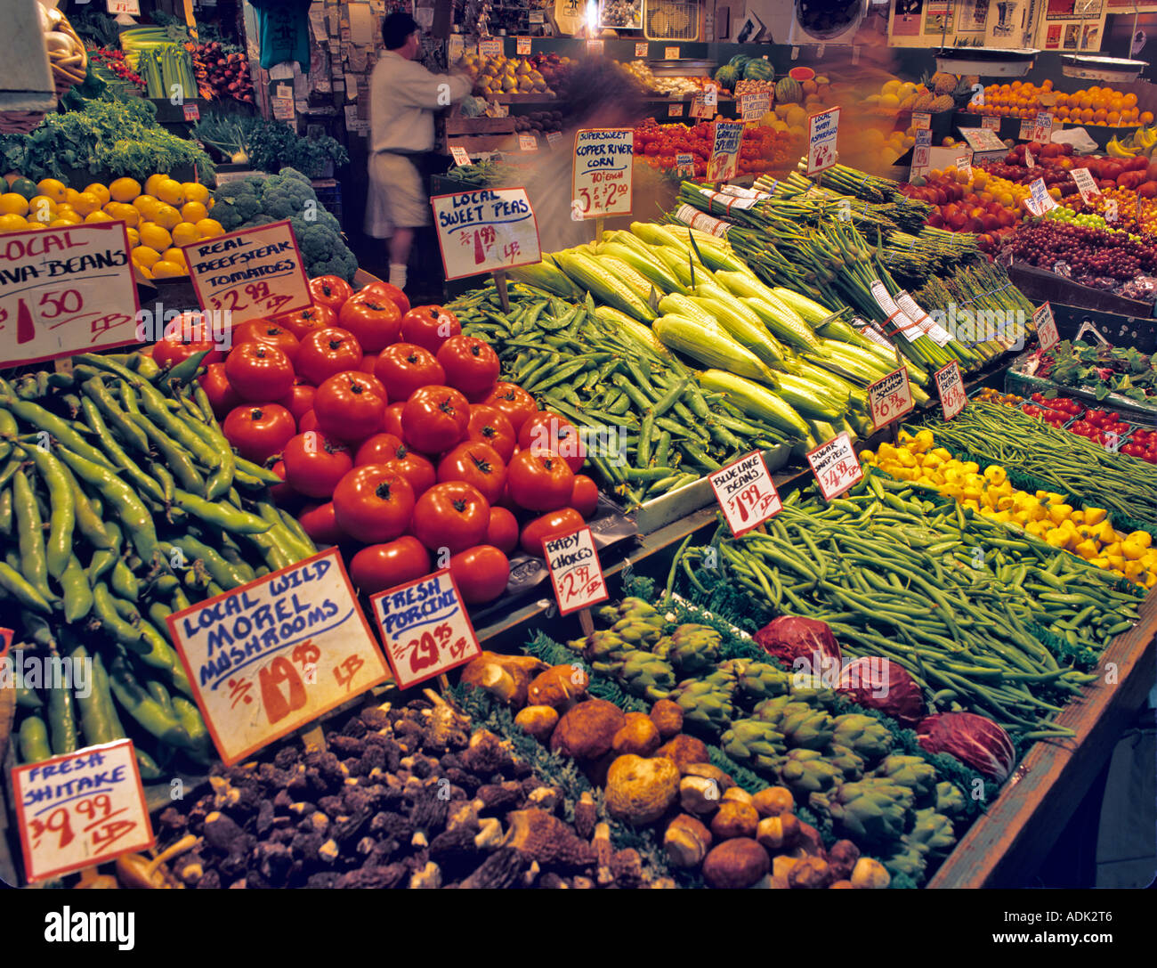 Gemüse-Stand auf Hecht s Markt Seattle Washington Stockfoto