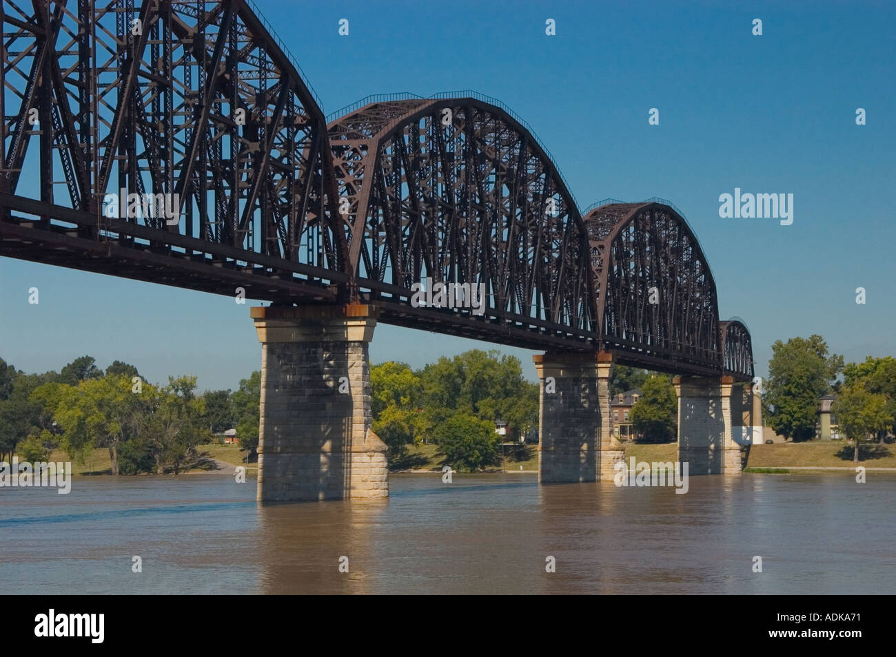 Eisenbahn-vier große Brücke über den Ohio River in Louisville Kentucky Stockfoto