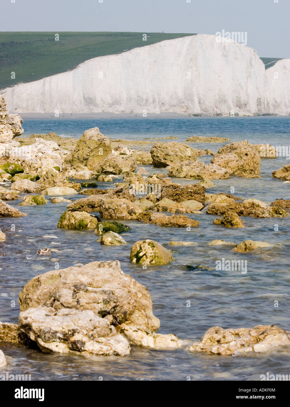 Hoffe Lücke nach Osten in Richtung The Seven Sisters, East Sussex, England. Stockfoto