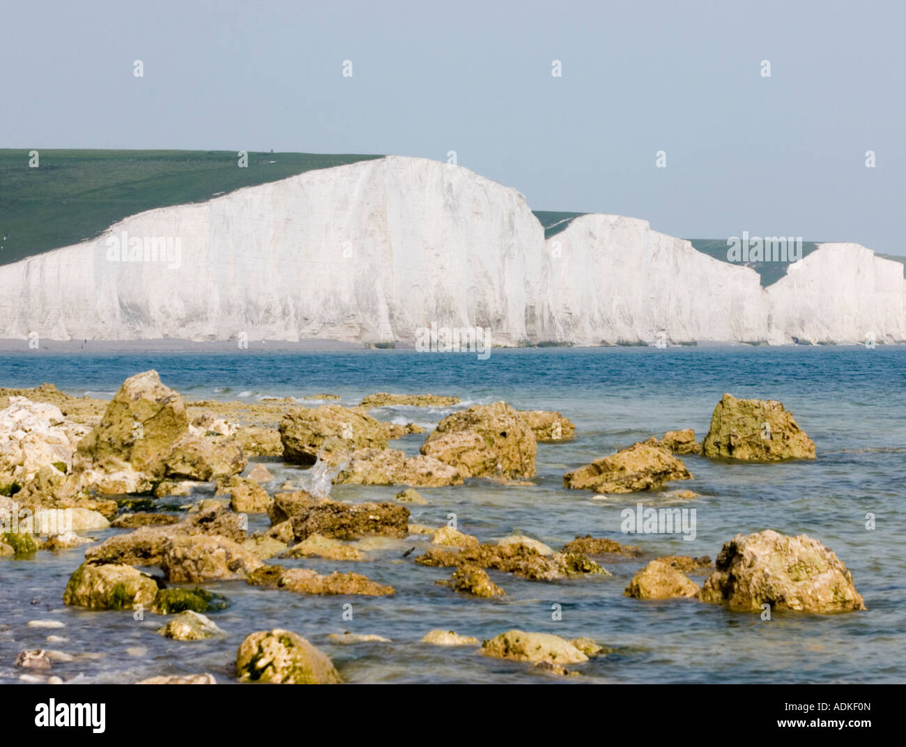 Anzeigen von Hope Gap nach Osten in Richtung The Seven Sisters, East Sussex, England. Stockfoto