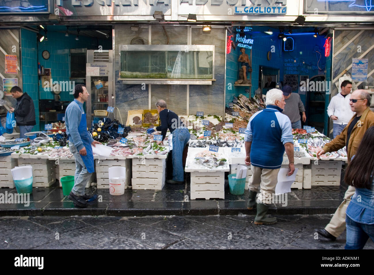 Fisch Stall La Pignasecca Markt Naples Stockfoto