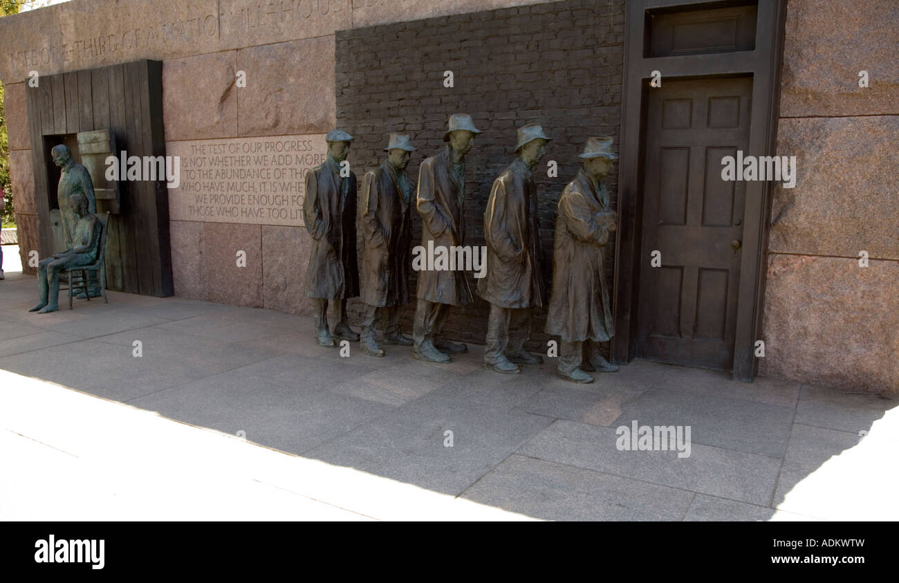 Franklin Delano Roosevelt war der 32. Präsident der Vereinigten Staaten The Brotlinie FDR Memorial Park, Washington DC, USA Stockfoto
