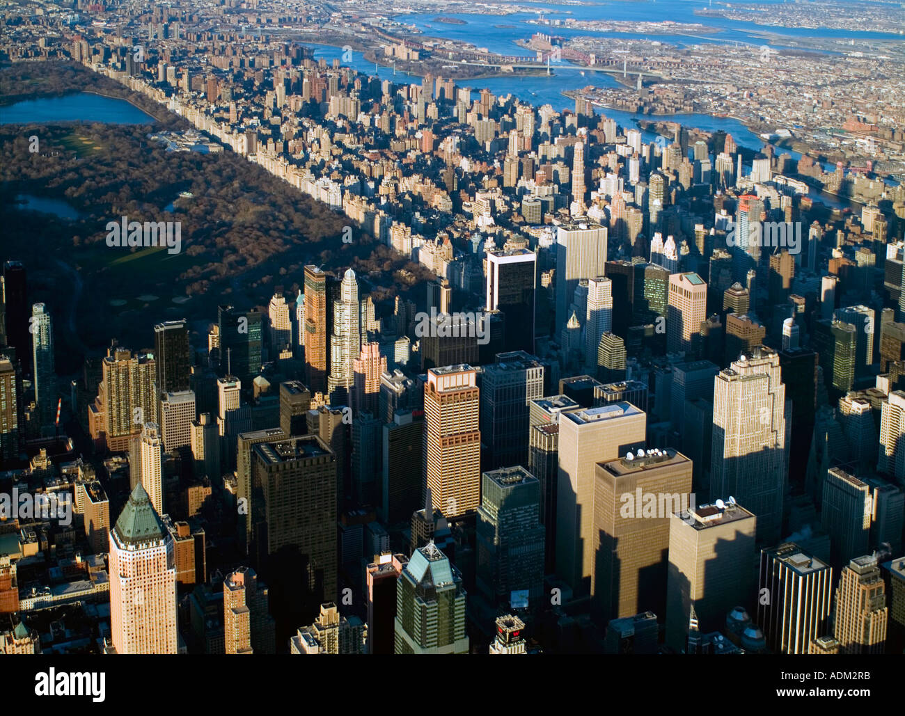 Luftaufnahme über Midtown Manhattan New York City und den Central Park Stockfoto