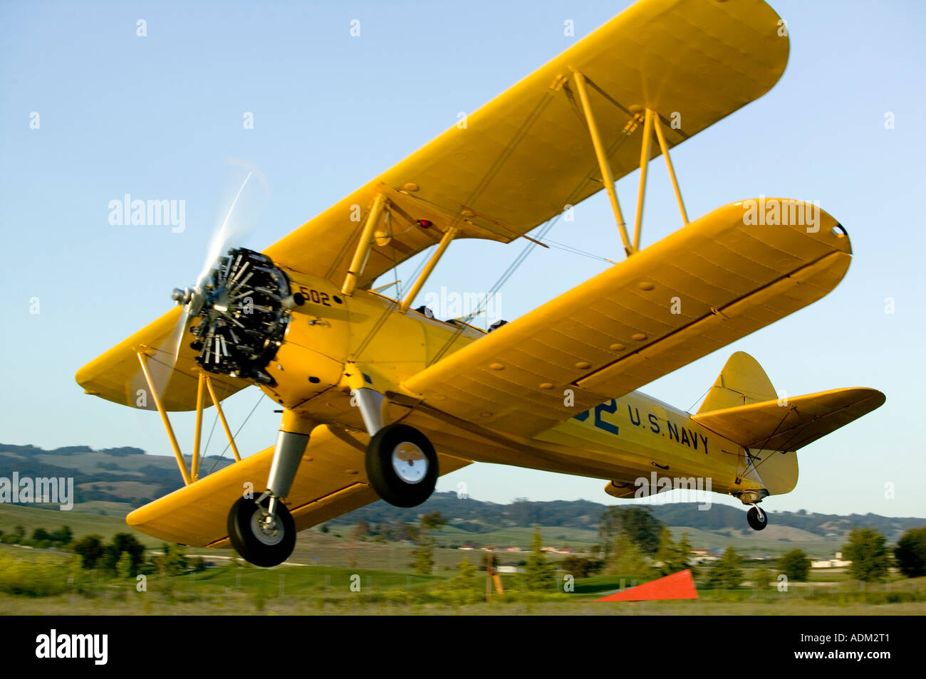 Stearman in Petaluma Flughafen in Sonoma County, Kalifornien Stockfoto