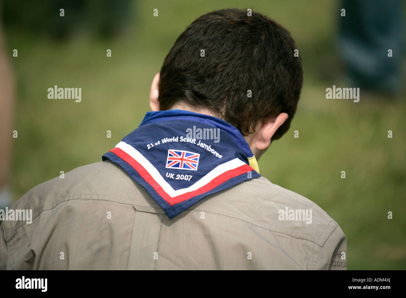 Ein Scout bei der 21. internationalen Pfadfinder Jamboree Hylands Park Essex England UK Stockfoto