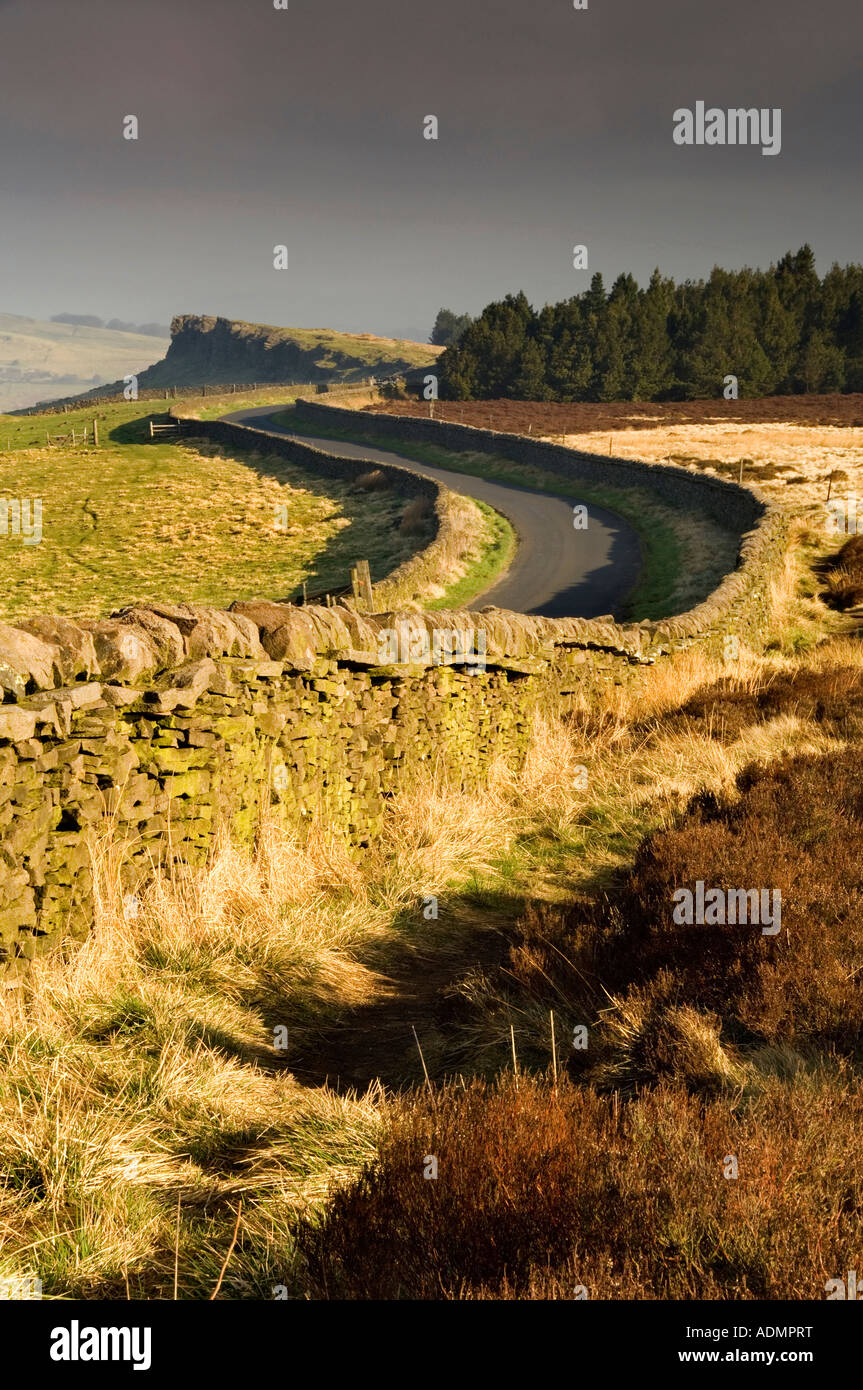 Blick auf Windgather Felsen in der Nähe von Macclesfield, Peak District National Park, Cheshire, England, Vereinigtes Königreich Stockfoto