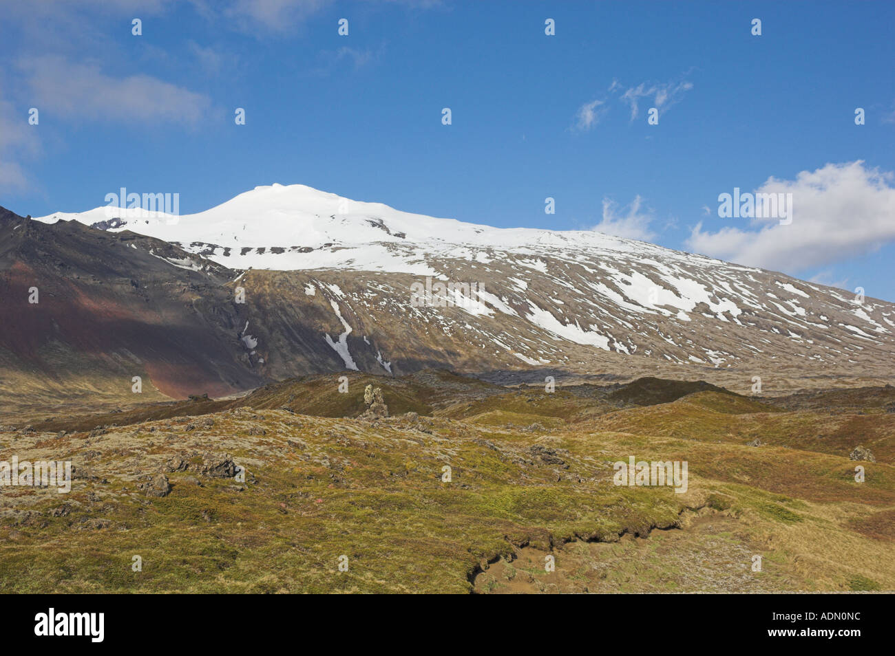 Snaesfellsjokull Gletscher Snaefellsnes Nationalpark Lava Felder West Island EU Europa Stockfoto