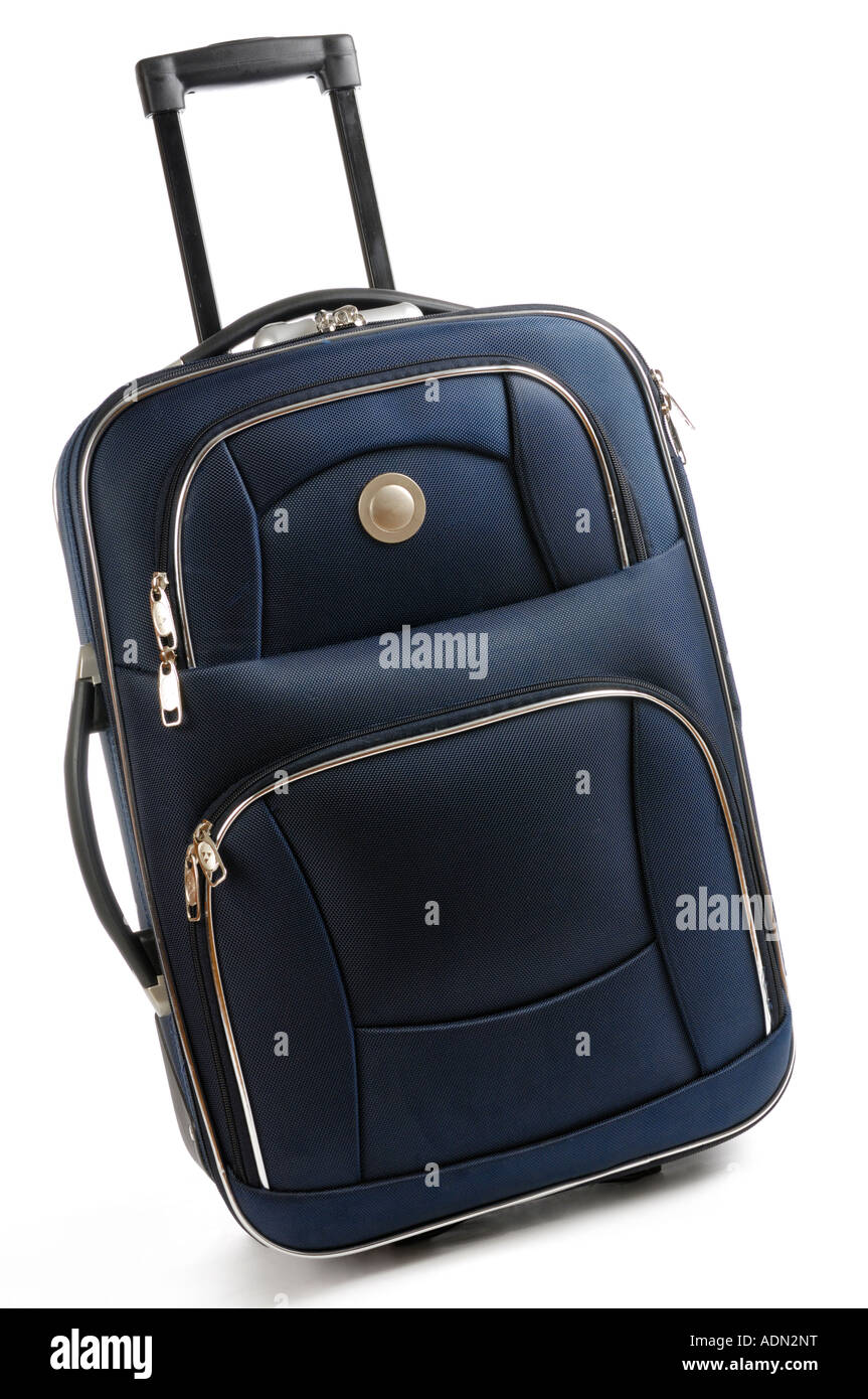 Blaue Reise Koffer isoliert Silhouette auf weißen Ausschnitt Gepäck Tasche Gepäckkoffer Stockfoto