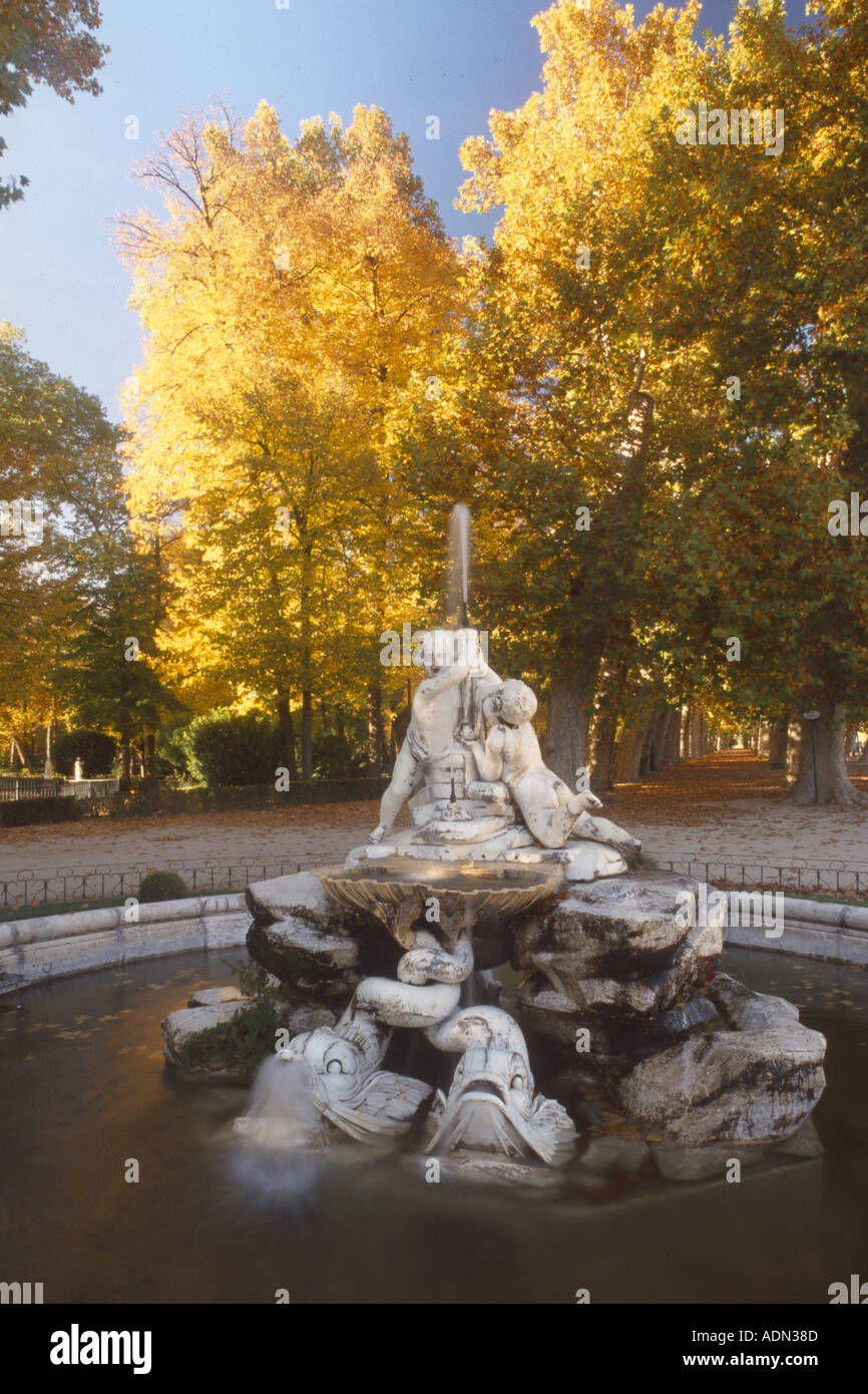 Aranjuez, Jardin De La Isla, Brunnen Stockfoto