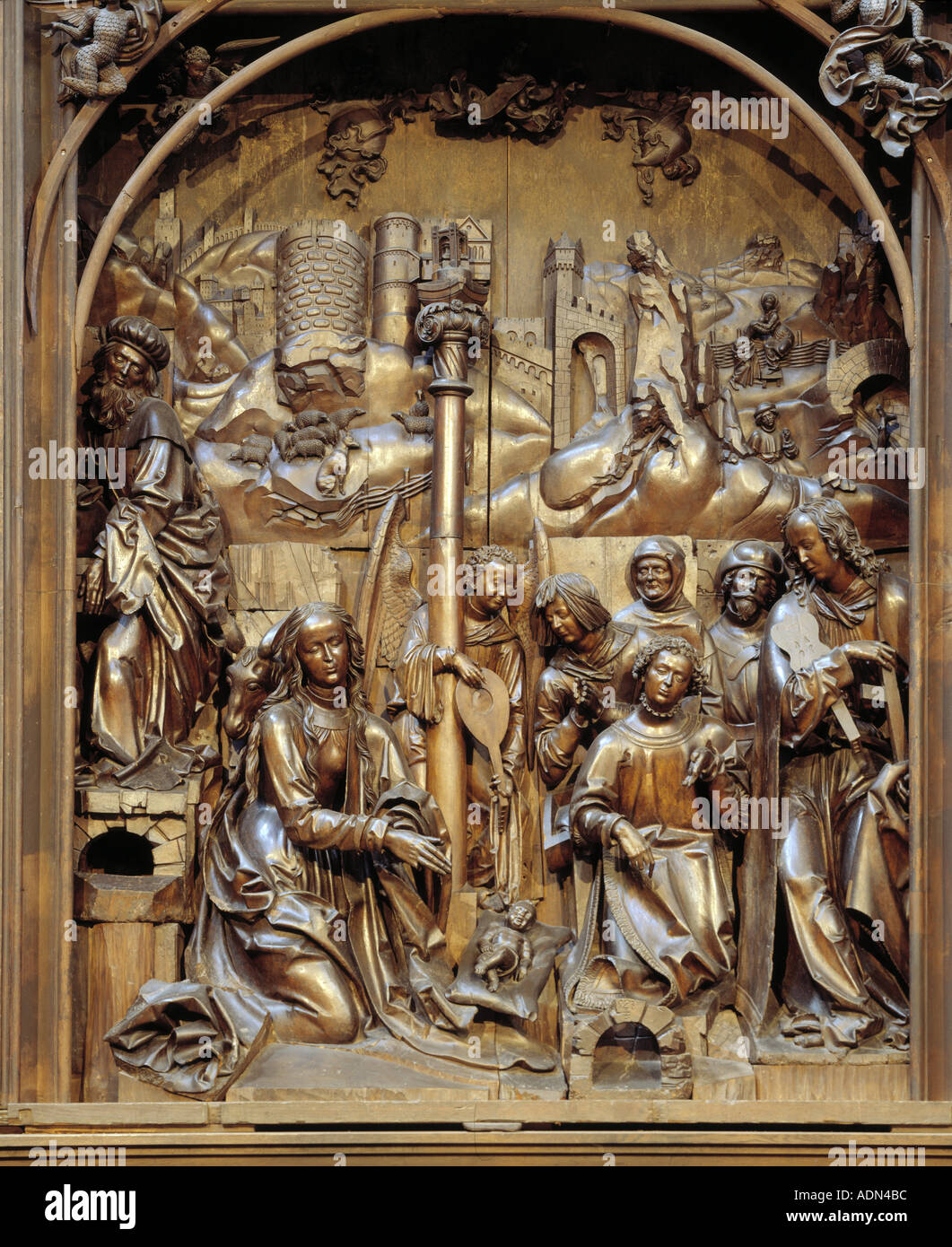 Bamberg, Dom, 'Veit-Stoß-Altar, Holz-Relief, '' Die Geburt Jesu'' ' Stockfoto