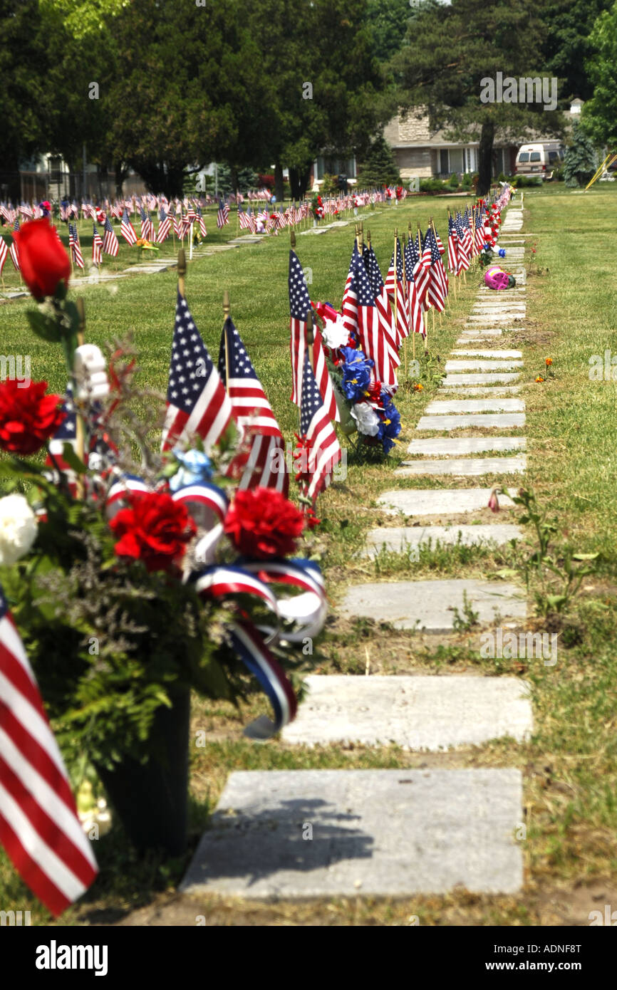 Gedenktag an einem US-Krieg-Friedhof in Michigan MI Stockfoto