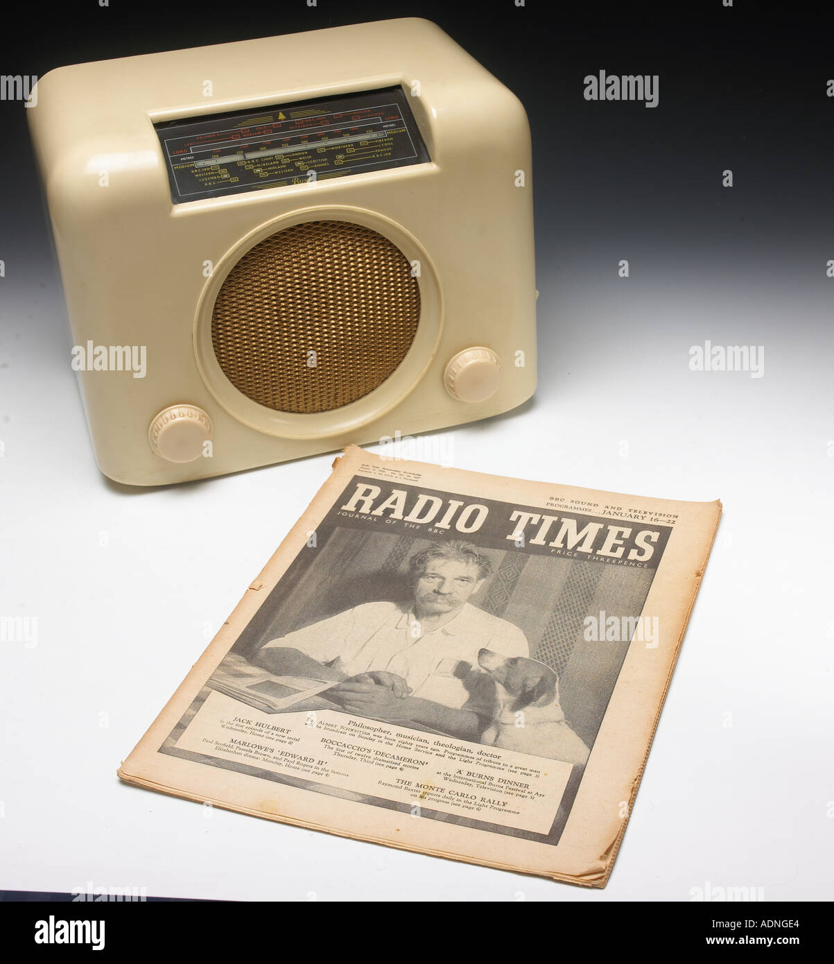 altes Radio Mal blieb und Bush radio Stockfoto