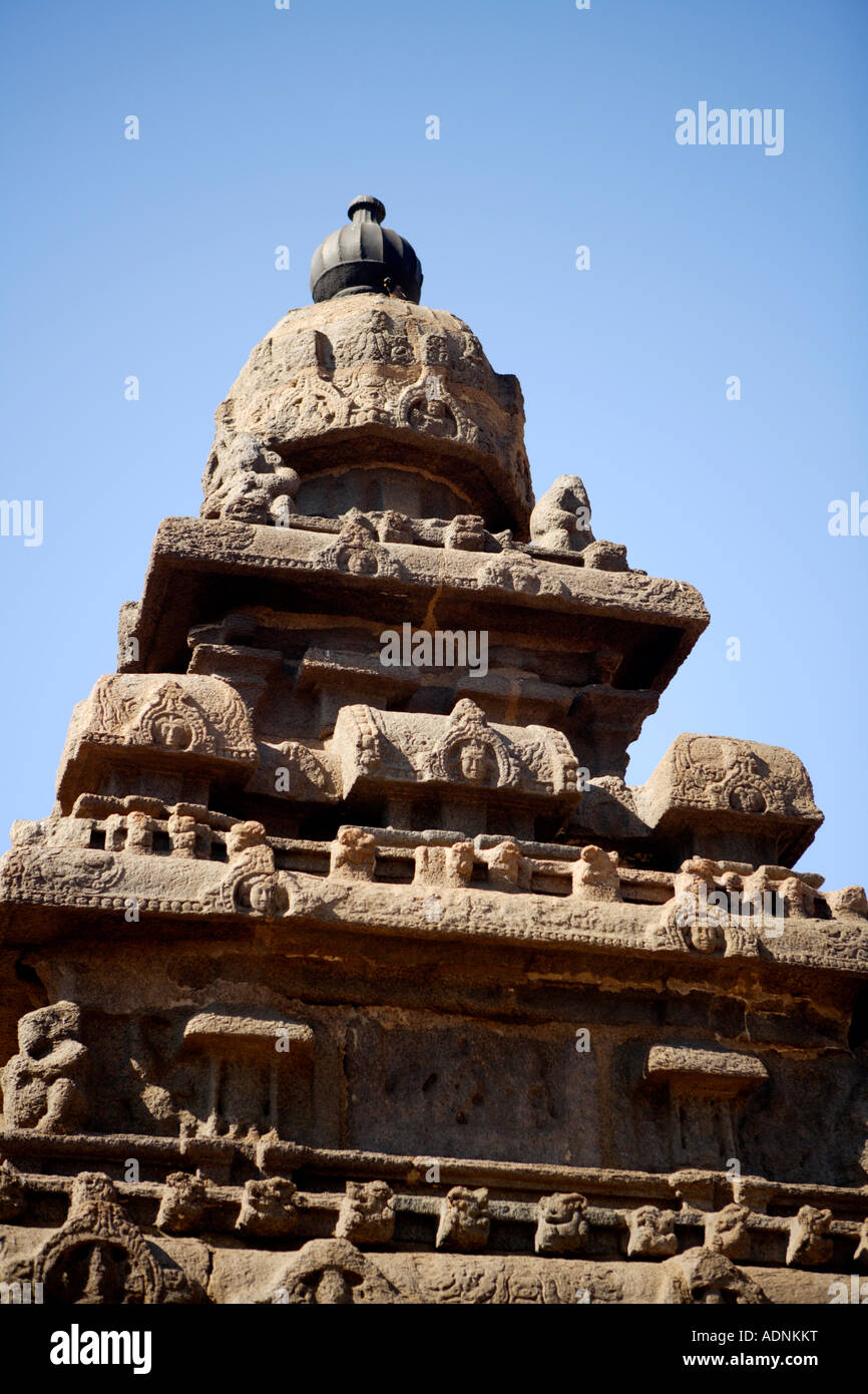 Der Shore Tempel Mahabalipuram UNESCO World Heritage Site in der Nähe von Chennai Tamil Nadu Staat Indien Asien Stockfoto