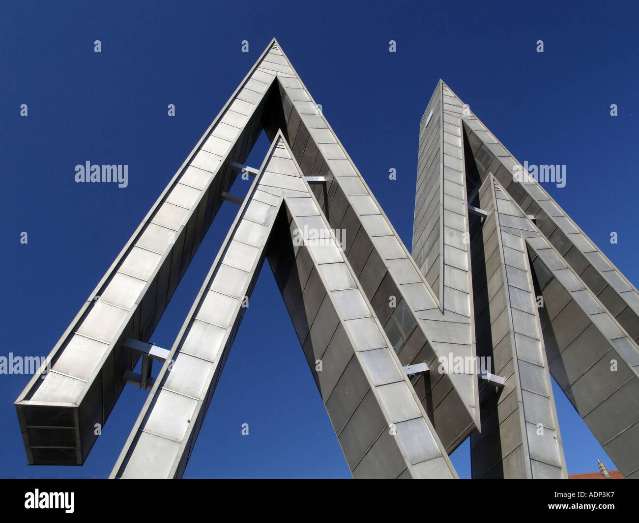 Das mm Werbung Symbol für die Leipziger Messe an der Probe leipzig Altes Messegelände Stockfoto