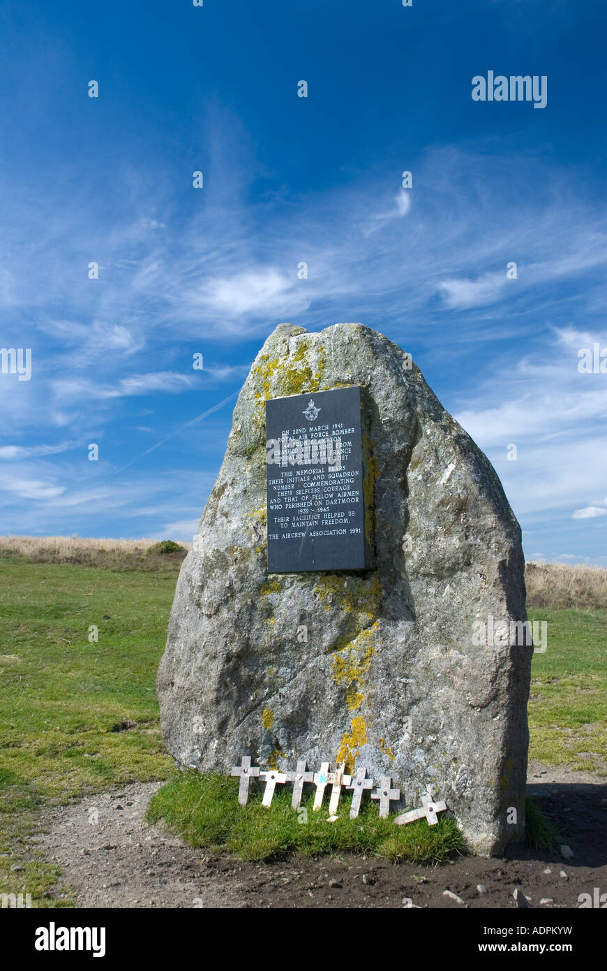 Aircrew Denkmal in der Nähe von Natsworthy Dartmoor. Stockfoto