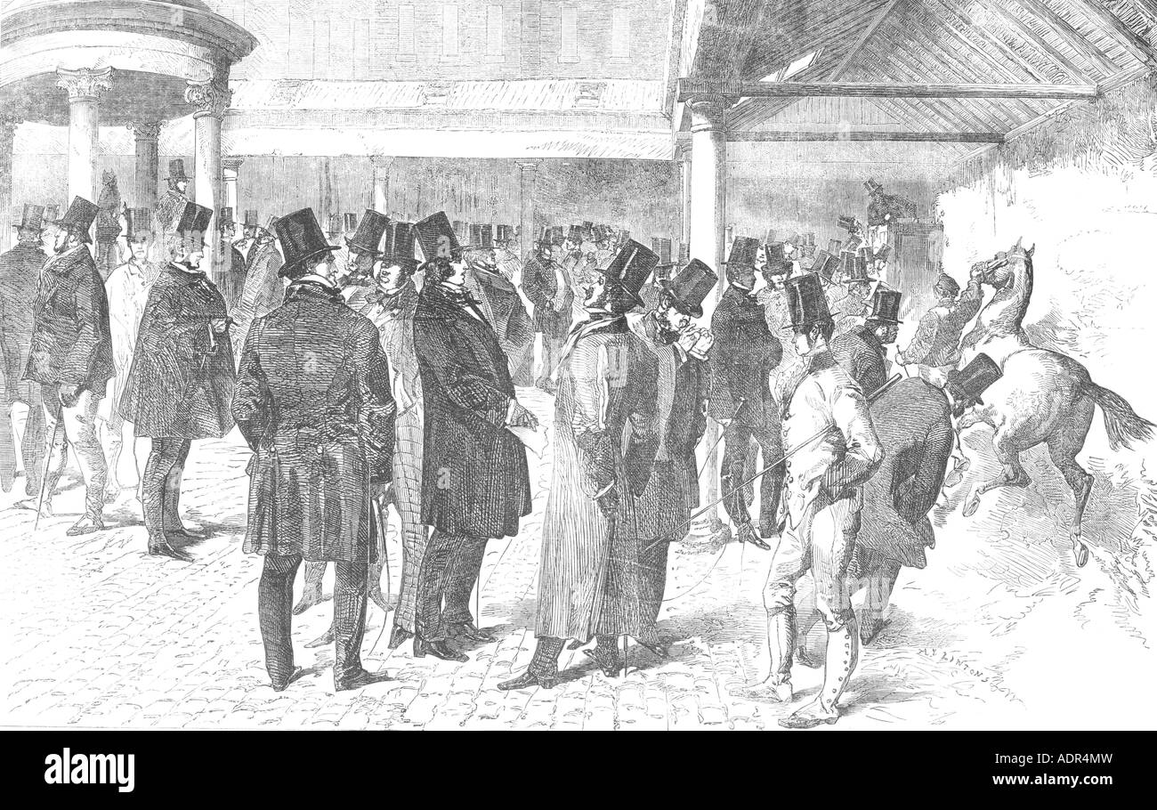 Tattersalls Auktionssaal, Hyde Park Corner, London, 19. Jahrhundert Illustration Stockfoto