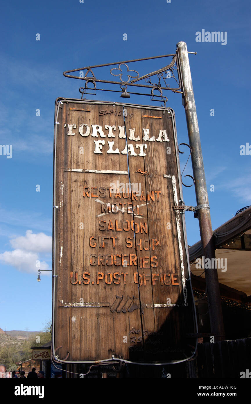 Tortilla Flat Zeichen Tortilla Flat Arizona USA Stockfoto