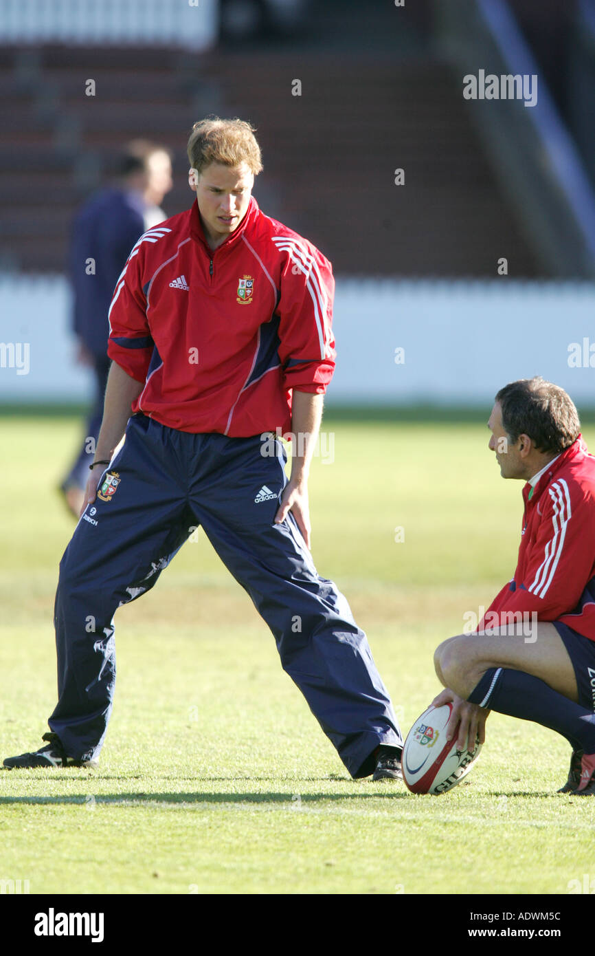 Seine königliche Hoheit Prinz William zukünftigen König von England schließt sich das The britische Irish Lions Rugby Union Team für die Praxis Stockfoto
