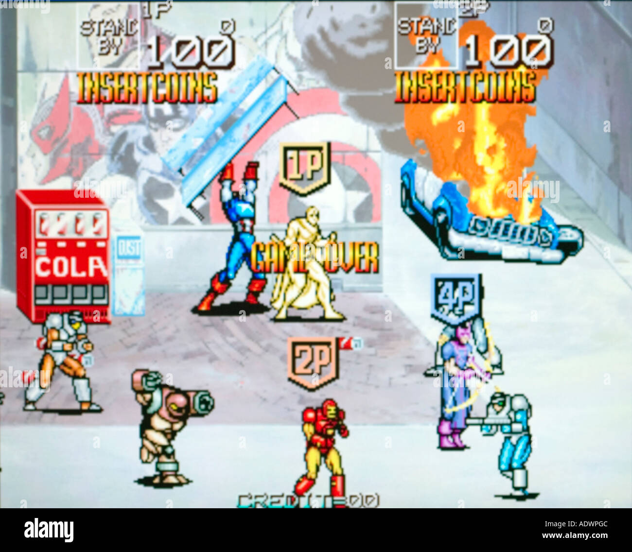 Marvel Comics Captain America und The Avengers Daten Ost 1991 Vintage Arcade Videospiel Screenshot - nur zur redaktionellen Nutzung Stockfoto
