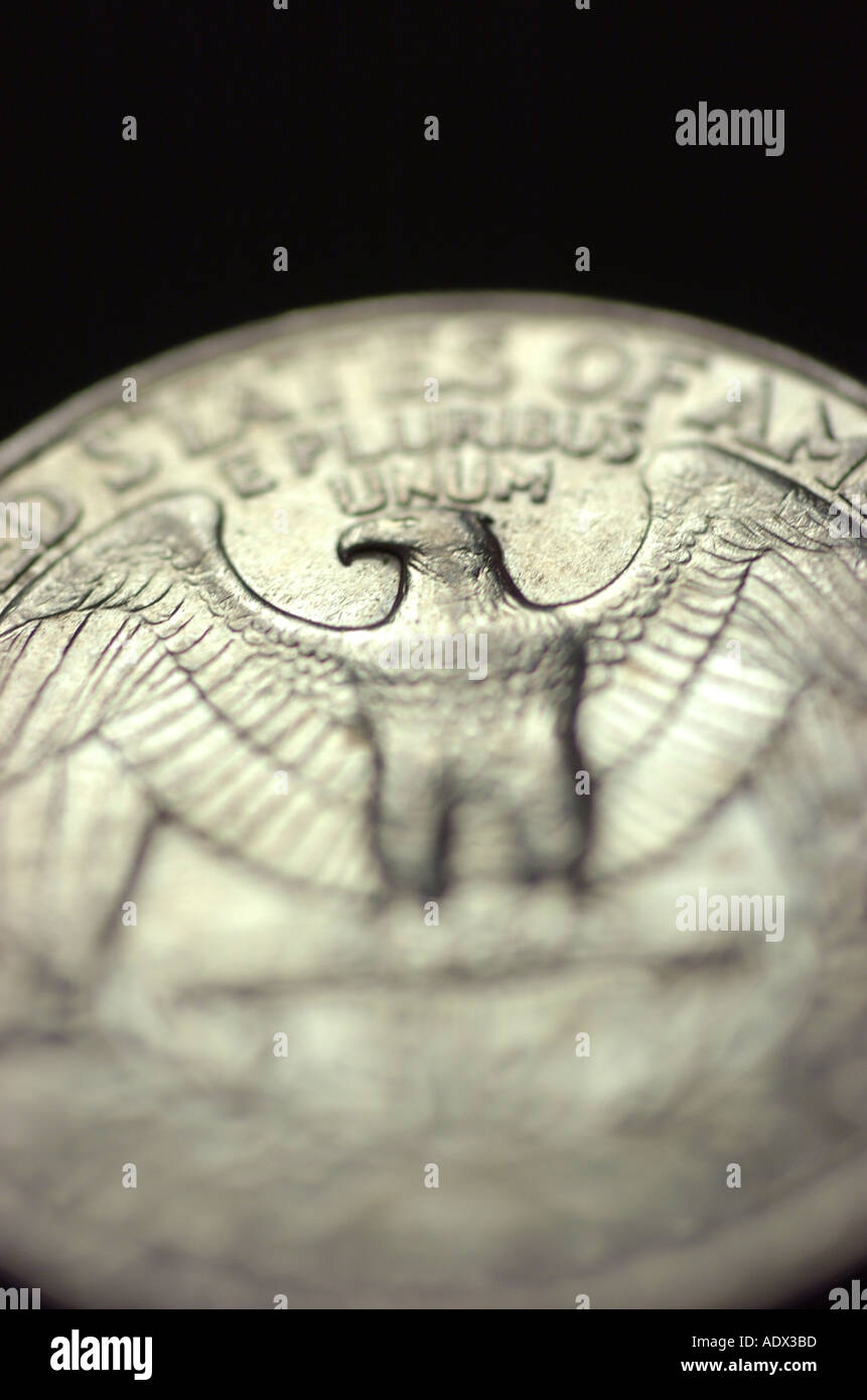 US-Viertel Münze Adler zeigt hautnah Stockfoto