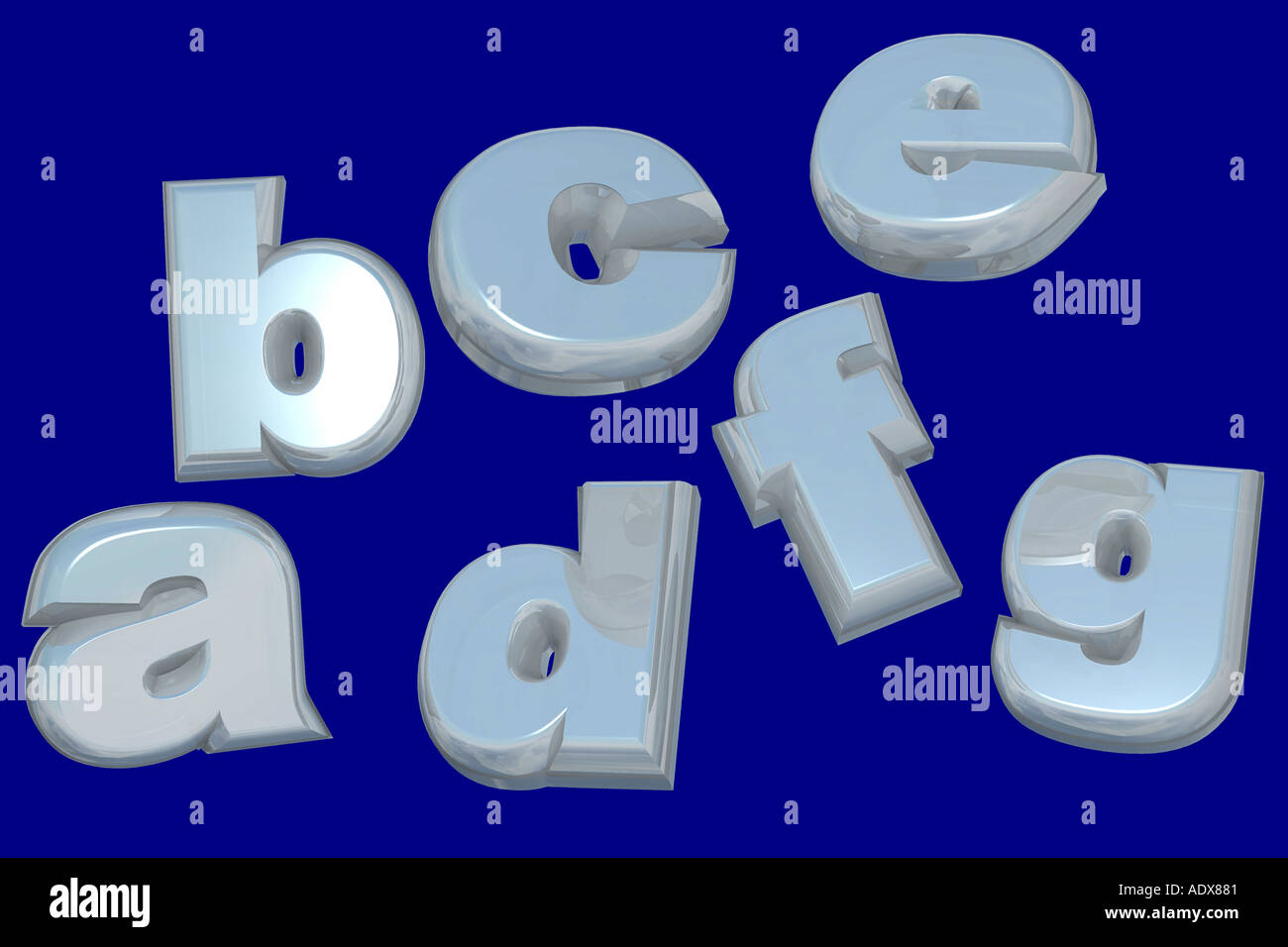 Illustrationen Buchstaben Abc ein b c d e f g Alphabet sieben Alphabetisierung gebildete Blaue Bildung Diverses Hintergrundtextur Stockfoto