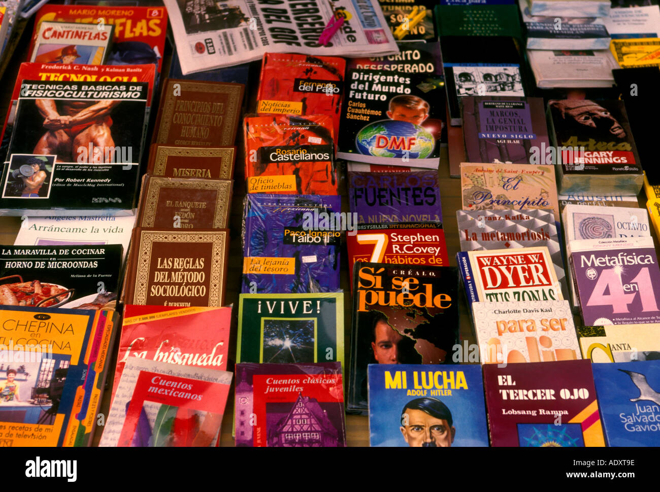Spanische Sprache Bücher, Buch, Buchhändler, bücherstand, Zocalo, Mexico City, Distrito Federal, Mexiko Stockfoto