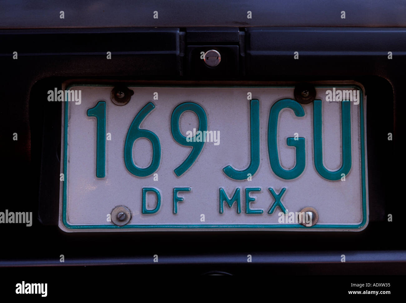Kfz Nummernschild, Auto Nummernschild, License Plate, Mexico City, Distrito Federal, Mexiko Stockfoto