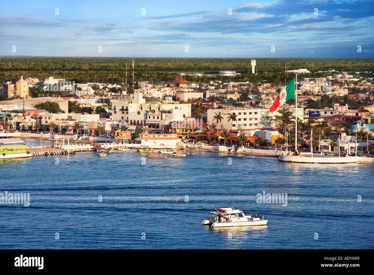 Übersicht der Küstenstadt San Miguel, Cozumel, Mexiko Stockfoto