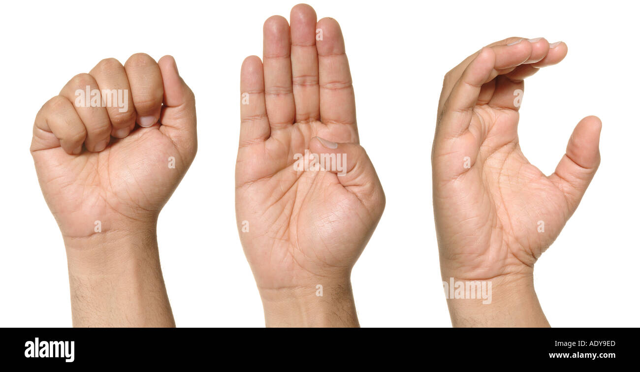 Hand Hand Hände Finger Falten ein b C Abc Handgelenk Sprache schreiben Zeichen Simbol Alphabet ...