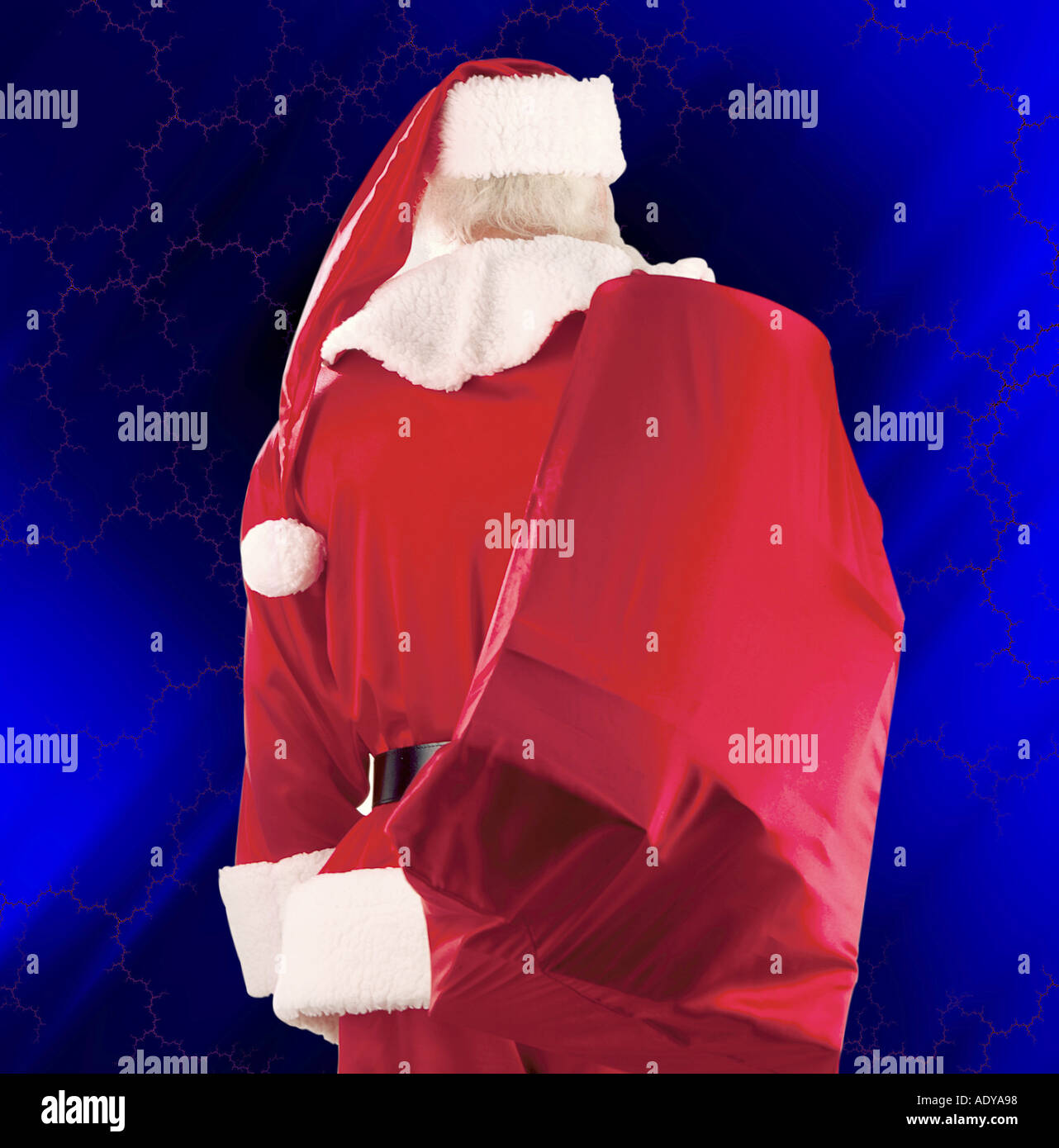 Feiern ich katholischer Feiertag Tasche Kostüm Rückseite zurück x Mas Noel Klaus Geschenk Geschenke vorhanden präsentiert Weihnachten feiern ch Stockfoto