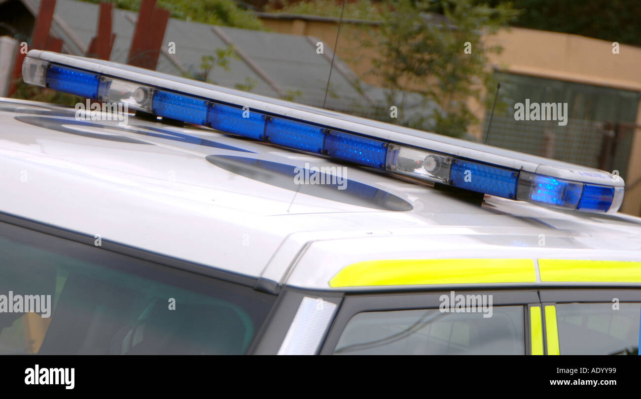 Polizei blau Lichtleiste Range Rover Stockfoto