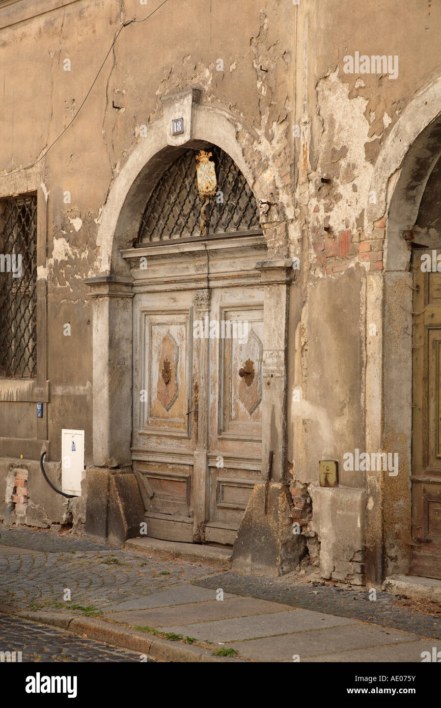 Altersschwachen Hausfassade in der Stadt Görlitz Sachsen Deutschland Stockfoto