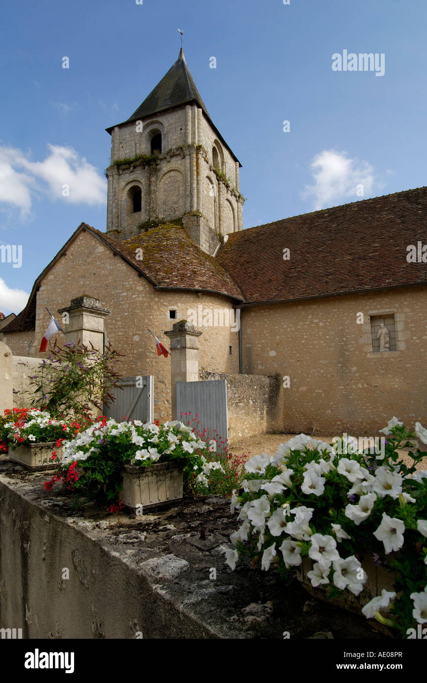 Kirche am Winkel-Sur-l'Anglin (86260), Vienne, Frankreich. Stockfoto