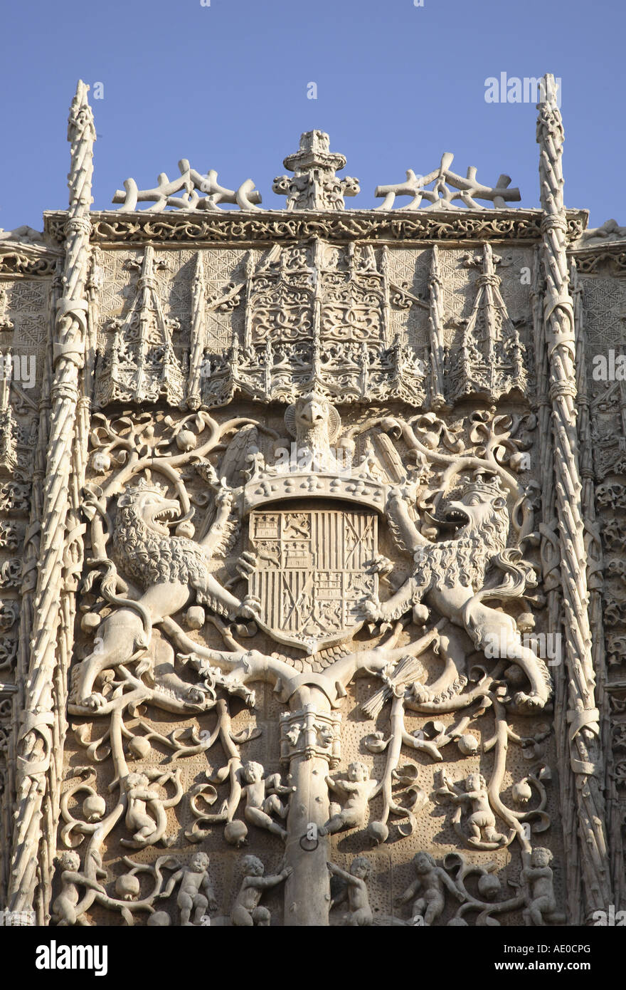 Fassade des nationalen Skulpturenmuseum einmal das Kloster St Gregorio, Valladolid, Kastilien und Leon, Spanien Stockfoto