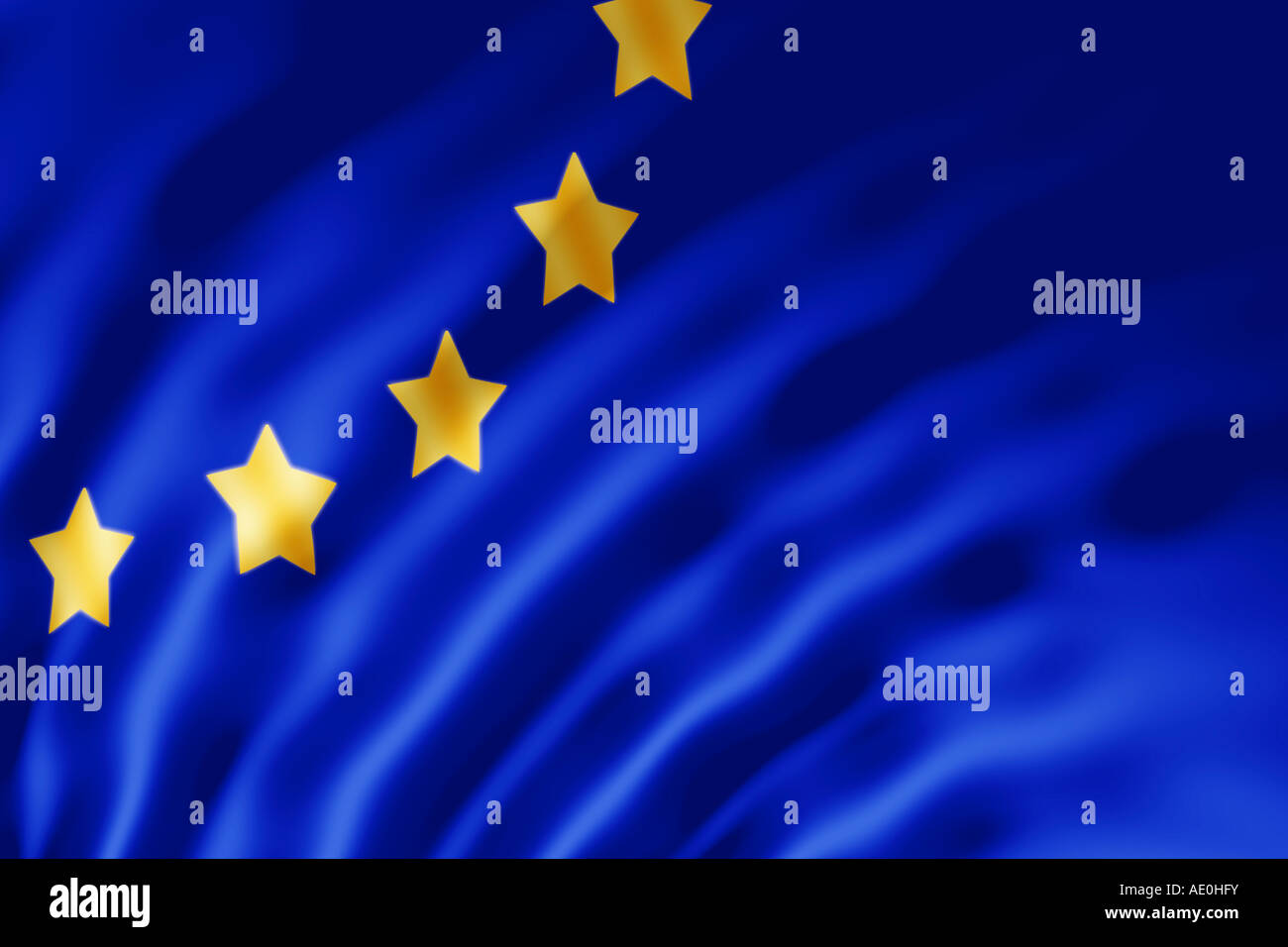 Die Flagge der Europäischen Union gezeigt, mit Wellen, die durch den Wind verursacht Stockfoto