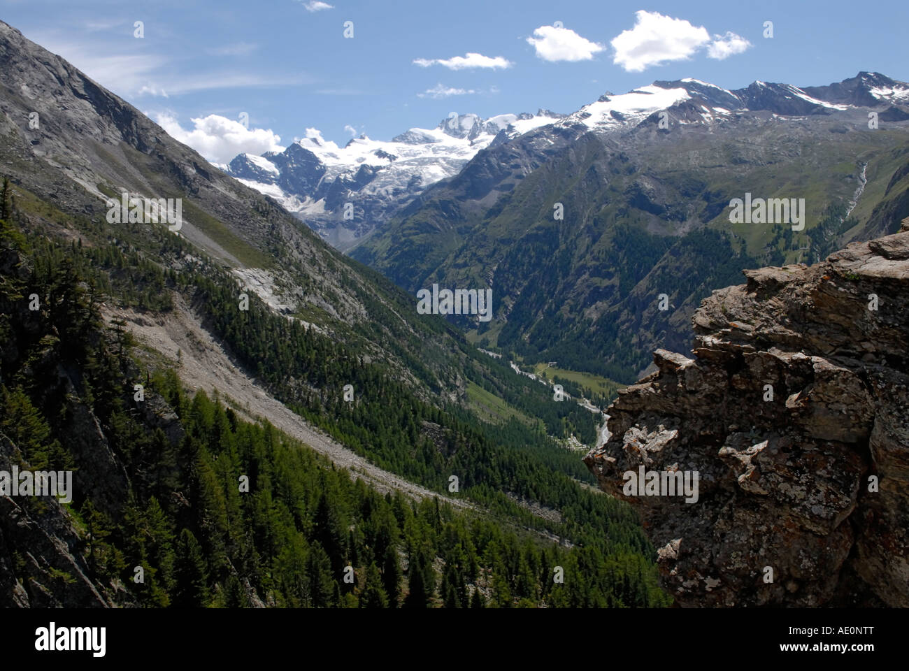 Die Valnontey Tal von oben, Gran Paradiso Nationalpark Stockfoto