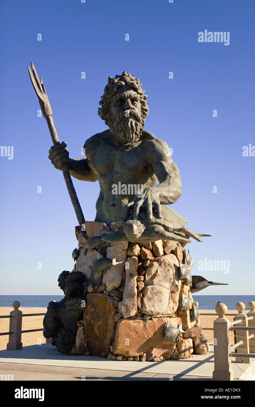 König Neptun-Statue auf der Oceanfront Boardwalk Virginia Beach VA USA Stockfoto