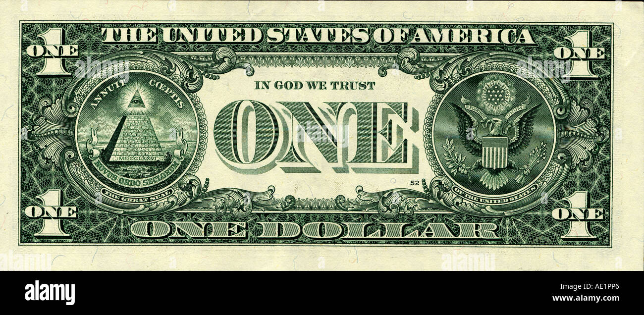zurück von einem Dollar bill U.S. Stockfoto