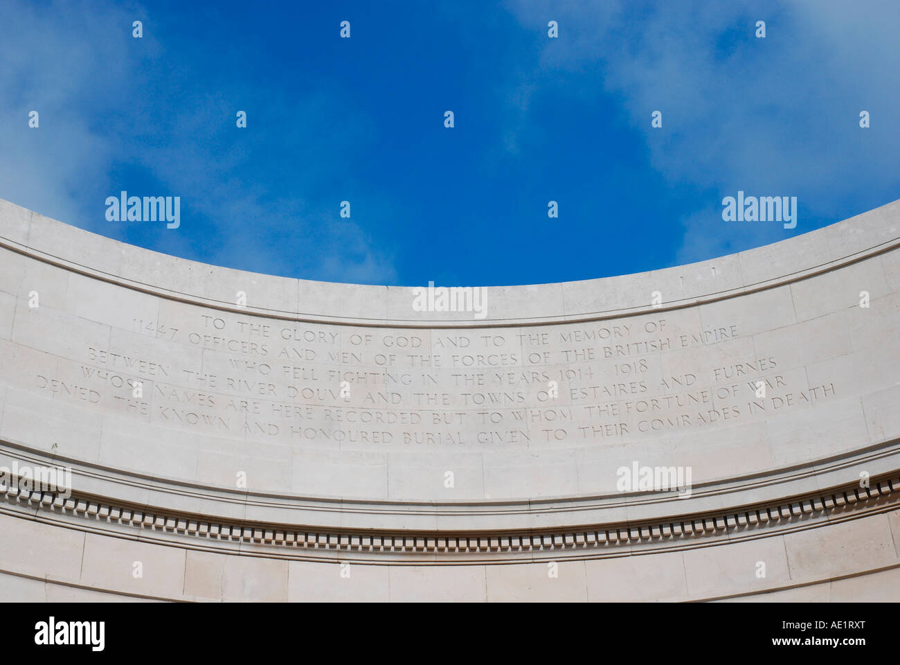 Die PLOEGSTEERT Denkmal Inschrift Stockfoto