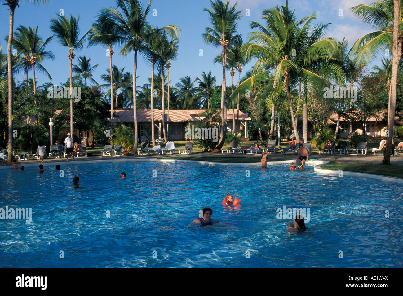 Samana Halbinsel Dominikanische Republik Casa Marina Bay Hotel Resort Las Galeras Schwimmbad Stockfoto